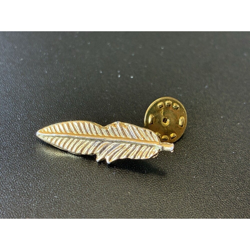 Feather Tie Tack Pin Estate Vintage Gold Tone